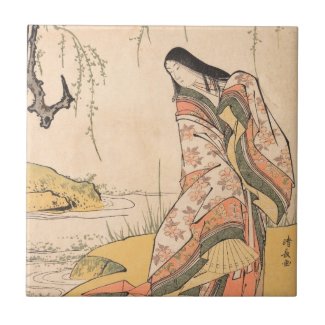 Kanjo A Court Lady Torii Kiyonaga japanese beauty Ceramic Tiles