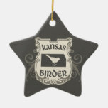Kansas Birder Shield Star Ornament