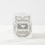 Kansas Birder Shield Frosted Glass Mug
