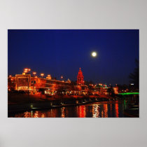 Kansas City Plaza Christmas Lights Under Full Moon Print