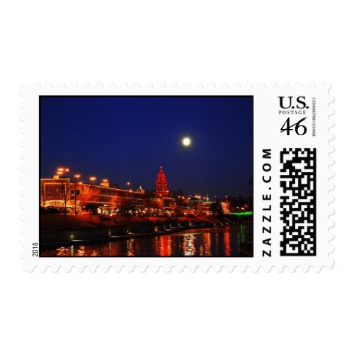 Kansas City Plaza Lights Under Full Moon stamp
