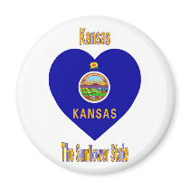 Kansas Flag Heart magnets