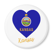 Kansas Flag Heart magnets