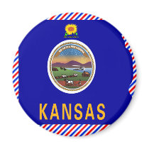 Kansas Flag Map magnets