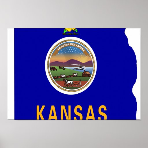 Kansas Flag Map Print Zazzle