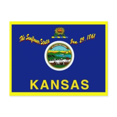 Kansas Flag Postcard by deesbasenjis