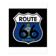 Kansas Flag Route 66 Shield Postcards