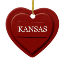 Kansas Heart Map Christmas Ornament