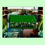 Kansas Map and Photos postcards