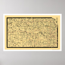 Kansas Railroad Map 1897 Posters