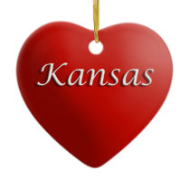 Kansas Red Heart Keepsake Ornament