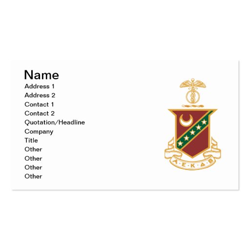 Kappa Sigma Crest Business Card Templates (front side)