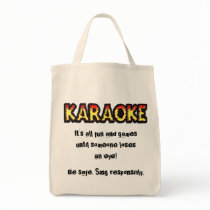Karaoke Danger - Grocery Tote bags by bontondesigns Karaoke Danger - Grocery Tote bags