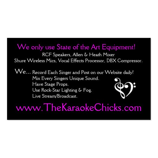 Karaoke Entertainment  Card Business Card Template (back side)