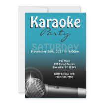 Karaoke Party Blue Invitations