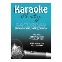 Karaoke Party Blue Invitations