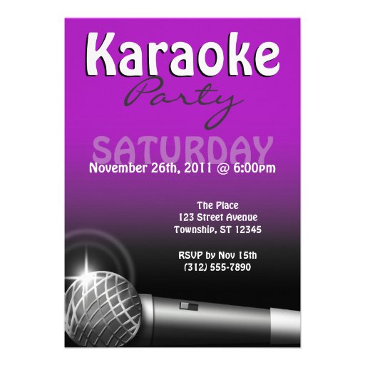Karaoke Party Purple Invitations