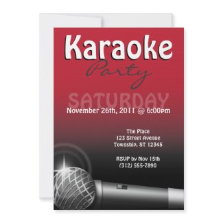 Karaoke Party Red Invitations invitation