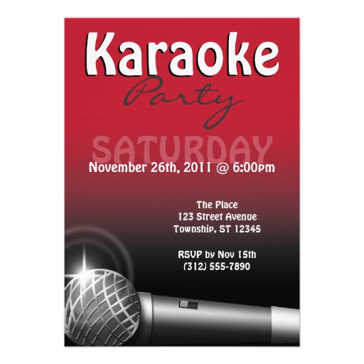 Karaoke Party Red Invitations