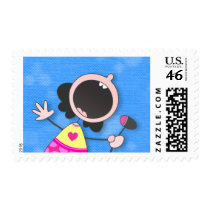 Karaoke Queen Postage Stamp by Toonboy Karaoke Queen Postage Stamp