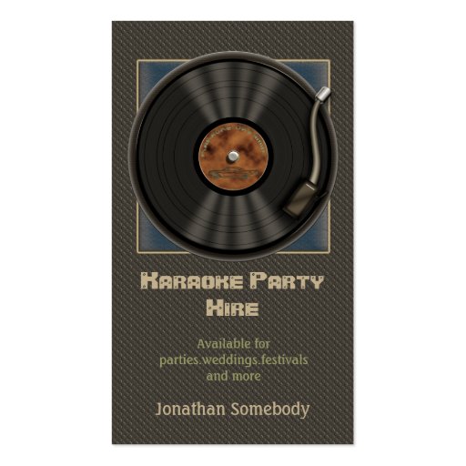 Karaoke Vinyl Record Logo Business Cards (front side)
