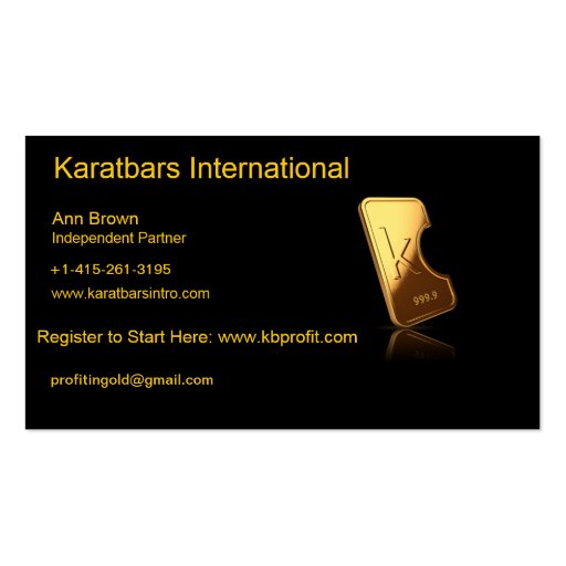 Karatbars International Business Card (front side)