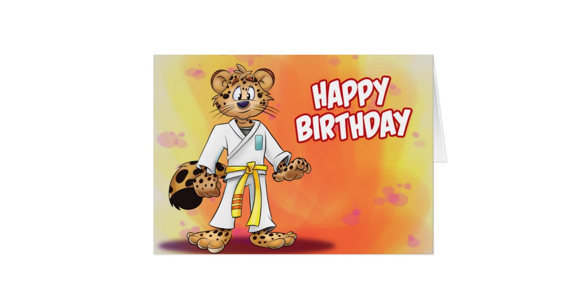 karate cartoon birthday card | Zazzle
