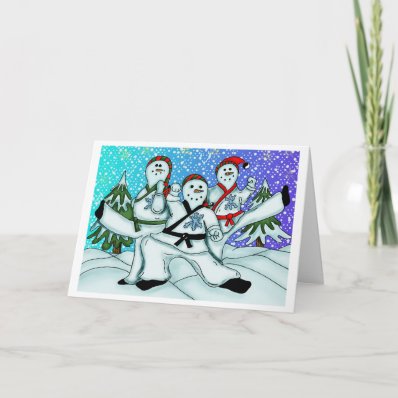 Karate Christmas Snowmen Cards