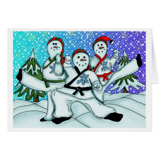 Karate Christmas Snowmen Greeting Card Zazzle