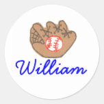 Karate Kat baseball ID--to personalize Round Stickers
