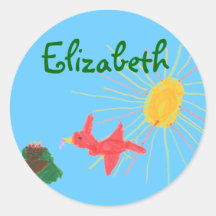 Karate Kat bird's nest ID--to personalize Round Stickers