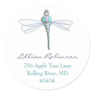 Karate Kat Graphics dragonfly address label sticker