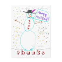 Karate Kat Graphics snowman thank-you postcards