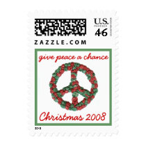 Karate Kat holiday "give peace a chance" Postage Stamp
