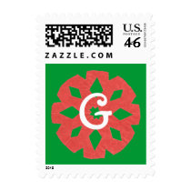 Karate Kat holiday monogram postage by KarateKatGraphics Karate Kat holiday monogram postage