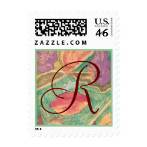 Karate Kat lovely leaves monogram postage by KarateKatGraphics Karate Kat lovely leaves monogram postage