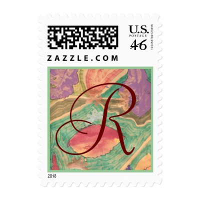 Karate Kat lovely leaves monogram Postage