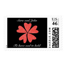 Karate Kat red flower wedding Stamps