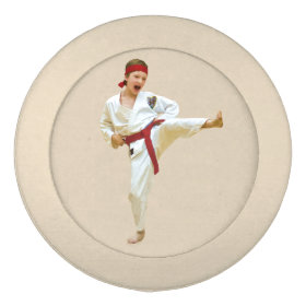 Karate Kicking, Martial Arts, Red Belt Pack Of Large Button Covers