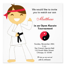Karate Kids Tournament Invitations