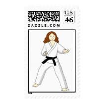 Karate Princess (brunette) Postage Stamps