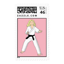 Karate Princess, Pink Background, Postage postage