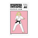 Karate Princess, Pink Background, Postage postage
