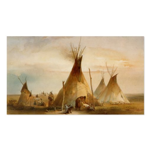Karl Bodmer- Sioux teepee Business Card Template (back side)
