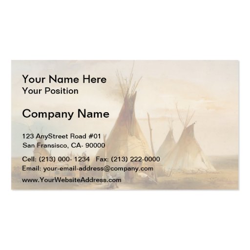 Karl Bodmer- Sioux teepee Business Card Template