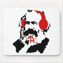 KARL MARX WITH HEADPHONES mousepads