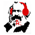KARL MARX WITH HEADPHONES posters