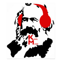 KARL MARX WITH HEADPHONES posters