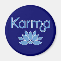 Karma in Blue with Lotus Flower Tshirt Refrigerator Magnets