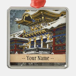 Kasamatsu Shiro Snow at Yomei Gate in Nikko Ornament